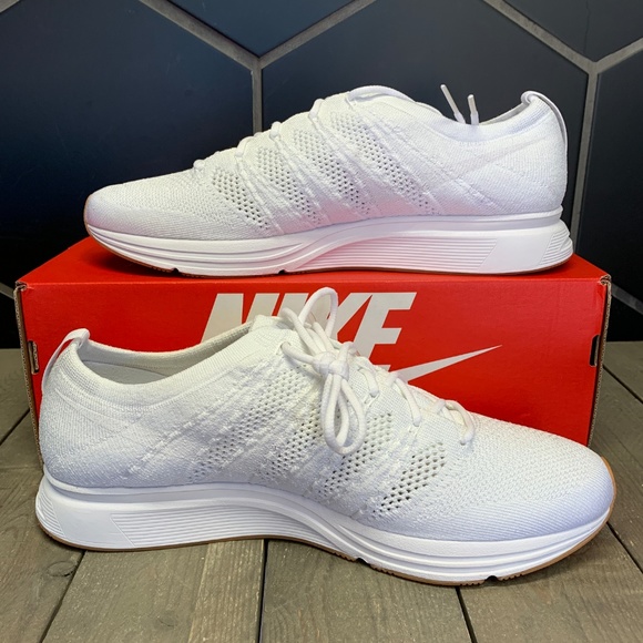 Nike Flyknit Trainer Triple White Gum Running Shoe - Picture 2 of 6